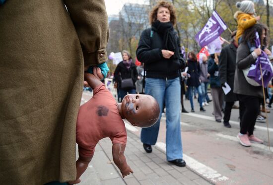 Protest against violence against women in Brussels