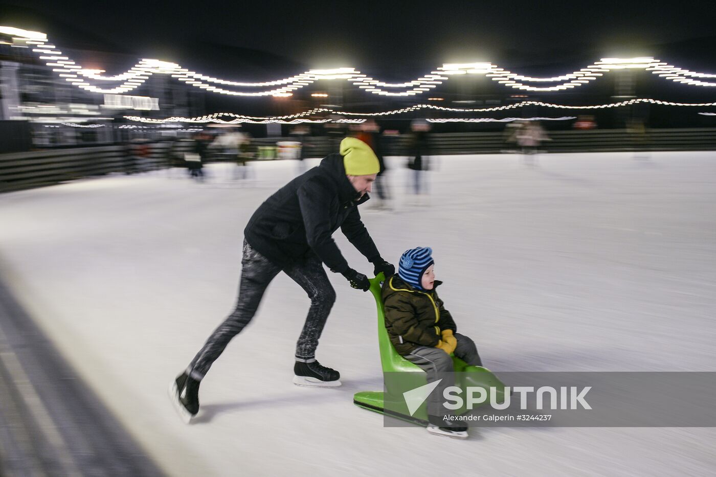 Ice rink on New Holland Island in St. Petersburg