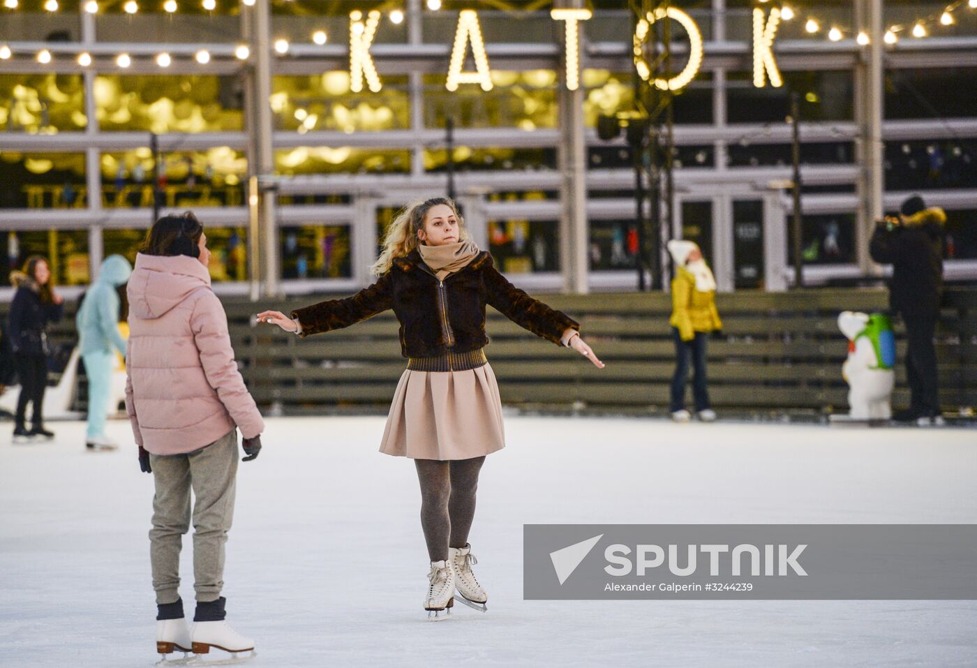 Ice rink on New Holland Island in St. Petersburg