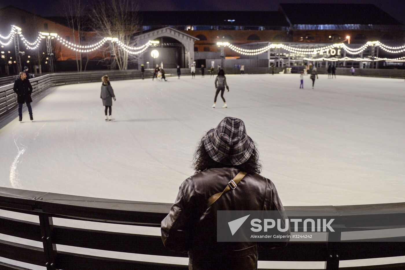 Ice rink on New Holland Island in St. Petersburg