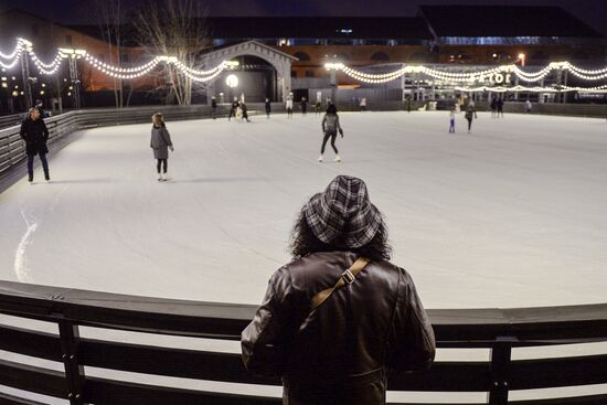 Ice rink on New Holland Island in St. Petersburg