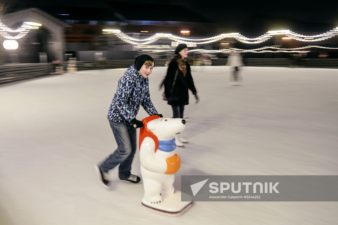 Ice rink on New Holland Island in St. Petersburg