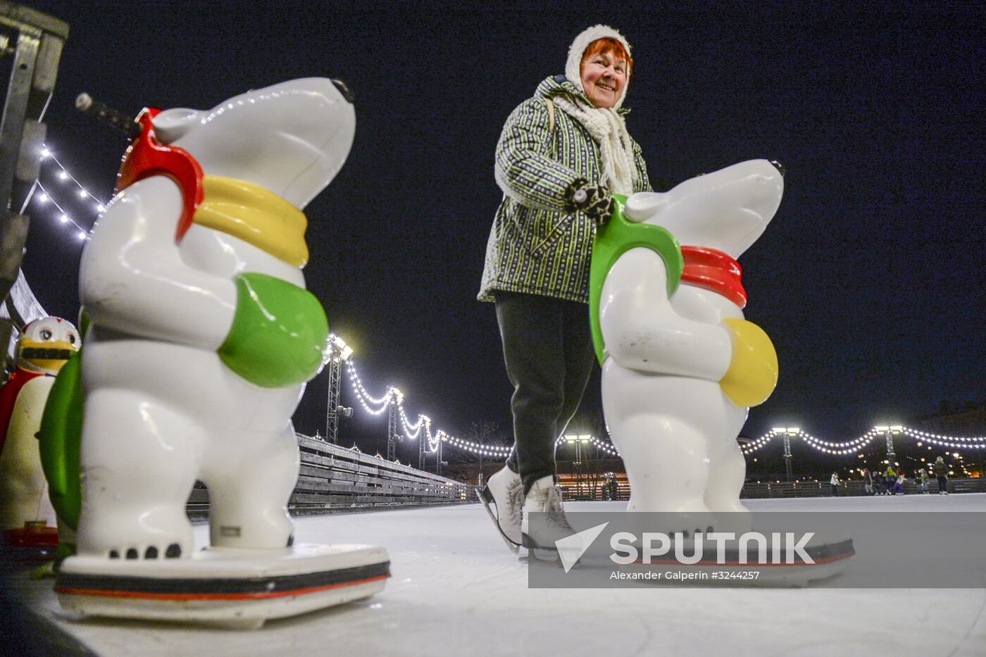 Ice rink on New Holland Island in St. Petersburg