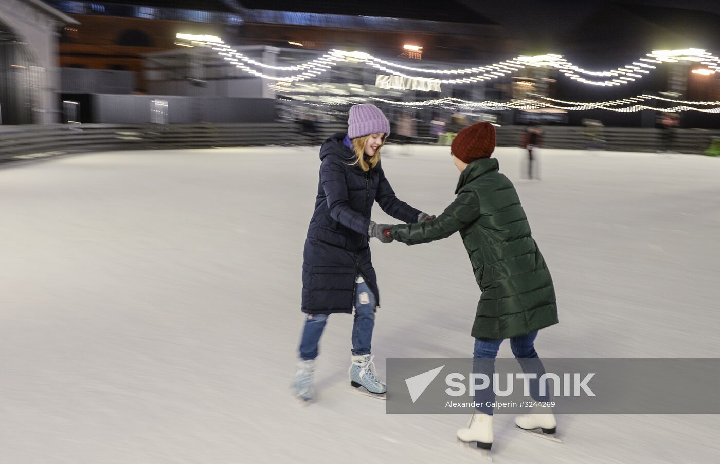 Ice rink on New Holland Island in St. Petersburg