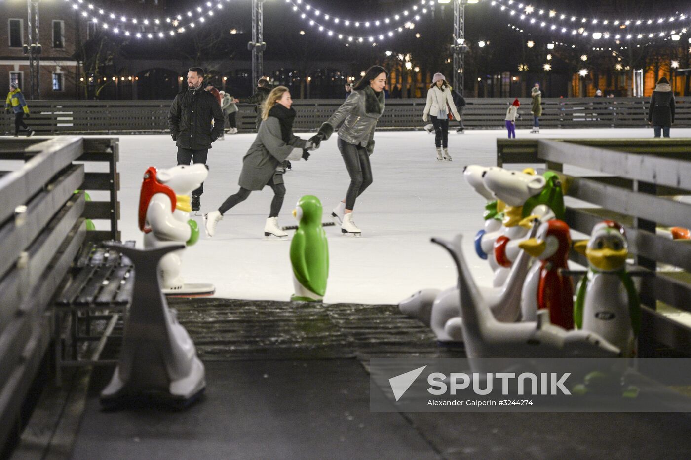 Ice rink on New Holland Island in St. Petersburg