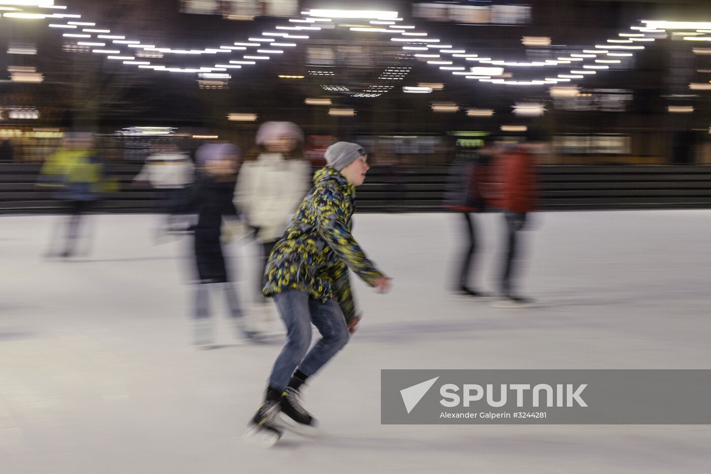 Ice rink on New Holland Island in St. Petersburg