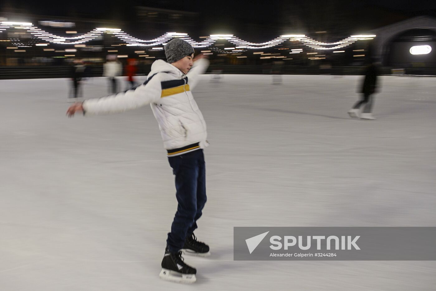 Ice rink on New Holland Island in St. Petersburg