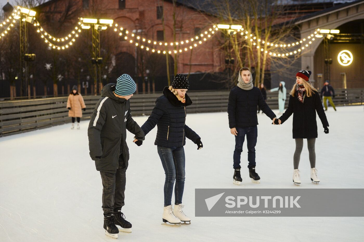 Ice rink on New Holland Island in St. Petersburg