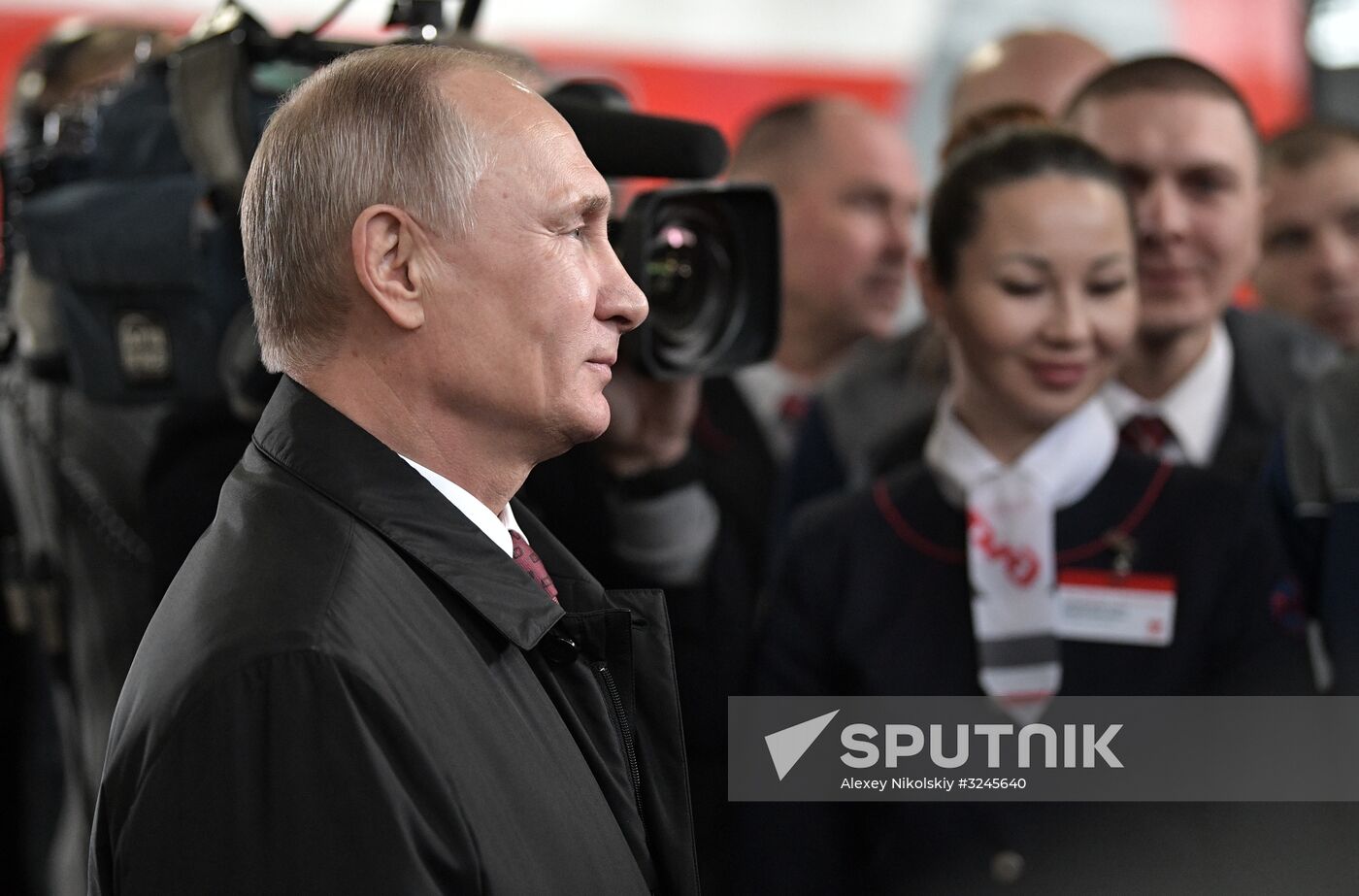 President Vladimir Putin at depot of Moscow Kiyevskaya railway station