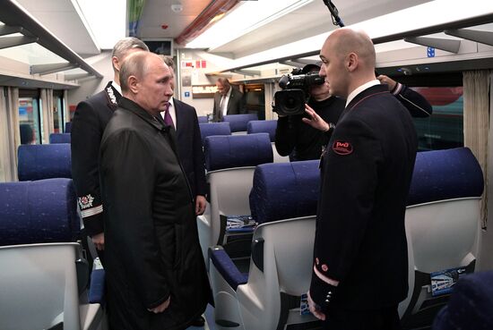 President Vladimir Putin at depot of Moscow Kiyevskaya railway station