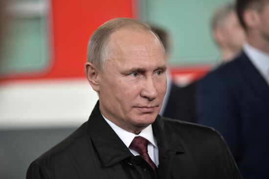 President Vladimir Putin at depot of Moscow Kiyevskaya railway station
