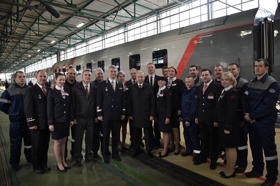 President Vladimir Putin at depot of Moscow Kiyevskaya railway station