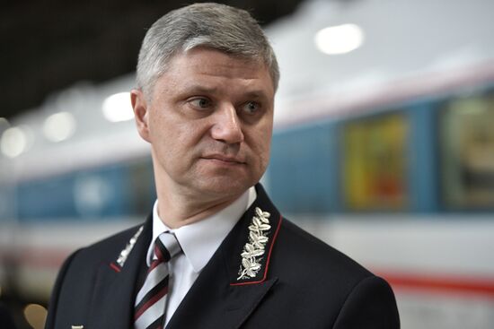 President Vladimir Putin at depot of Moscow Kiyevskaya railway station