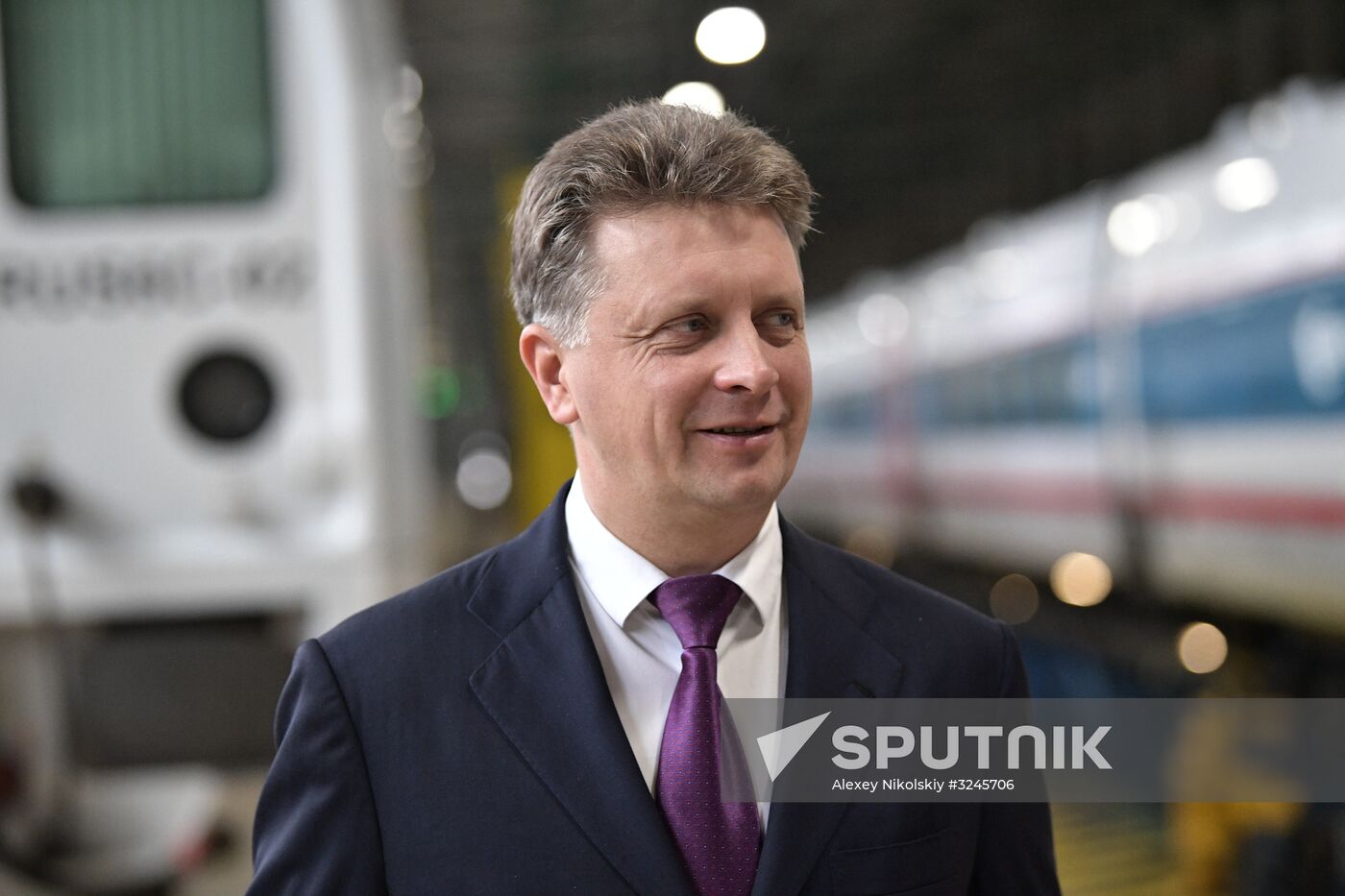 President Vladimir Putin at depot of Moscow Kiyevskaya railway station