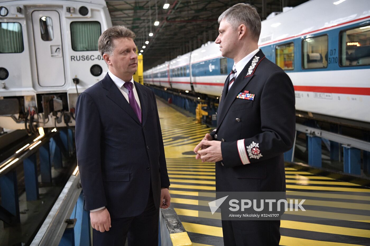 President Vladimir Putin at depot of Moscow Kiyevskaya railway station