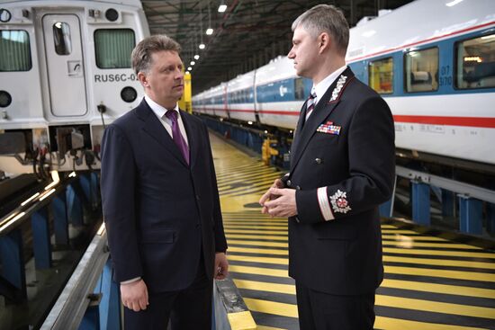 President Vladimir Putin at depot of Moscow Kiyevskaya railway station