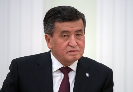Russian President Vladimir Putin meets with Kyrgyz President Sooronbay Jeenbekov