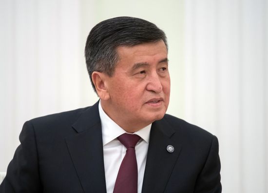 Russian President Vladimir Putin meets with Kyrgyz President Sooronbay Jeenbekov