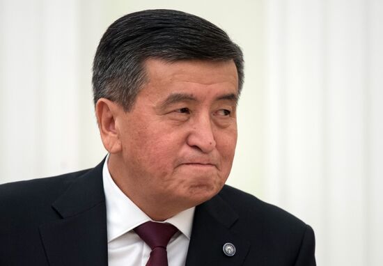 Russian President Vladimir Putin meets with Kyrgyz President Sooronbay Jeenbekov