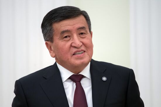 Russian President Vladimir Putin meets with Kyrgyz President Sooronbay Jeenbekov