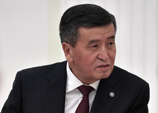 Russian President Vladimir Putin meets with Kyrgyz President Sooronbay Jeenbekov