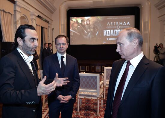 President Vladimir Putin attends screening of film Furious (Legend of Kolovrat)