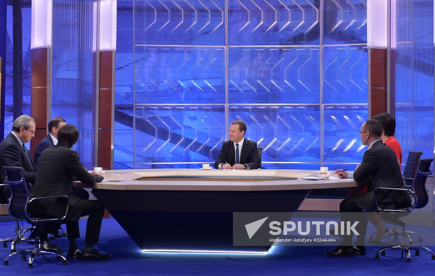 Russian Prime Minister Dmitry Medvedev's interview with Russian TV channels