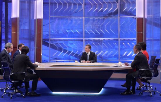 Russian Prime Minister Dmitry Medvedev's interview with Russian TV channels