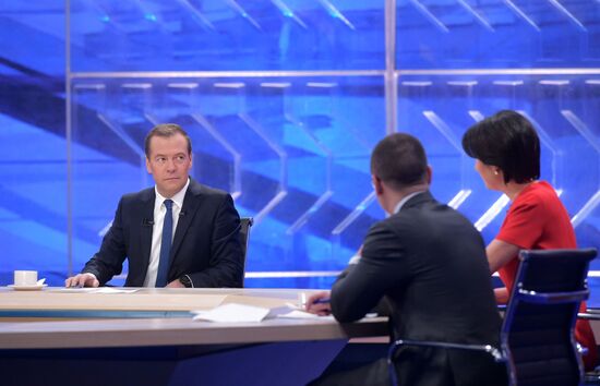 Russian Prime Minister Dmitry Medvedev's interview with Russian TV channels