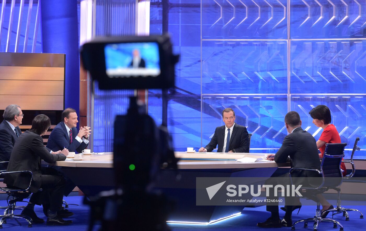 Russian Prime Minister Dmitry Medvedev's interview with Russian TV channels