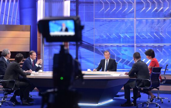 Russian Prime Minister Dmitry Medvedev's interview with Russian TV channels