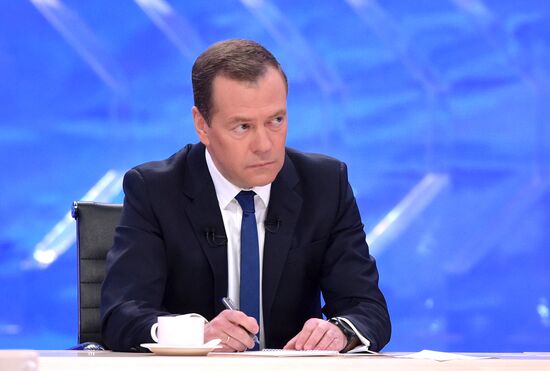 Russian Prime Minister Dmitry Medvedev's interview with Russian TV channels