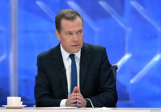 Russian Prime Minister Dmitry Medvedev's interview with Russian TV channels