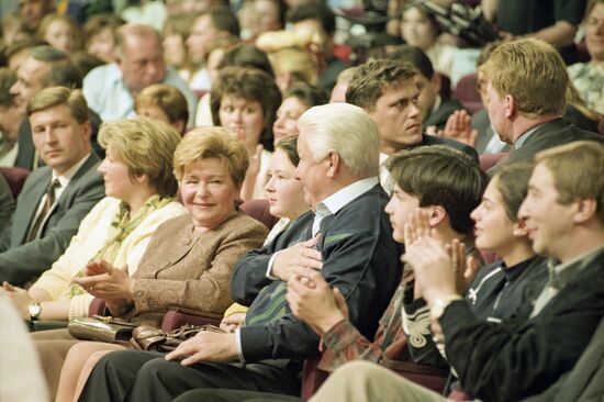 President Boris yeltsin attends KVN TV game