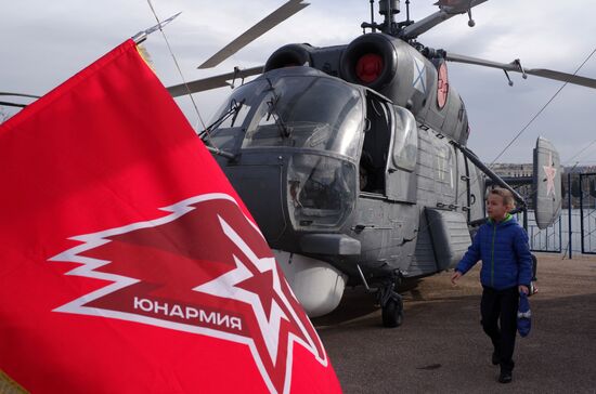 Schoolchildren join Young Army aboard the Moskva cruiser