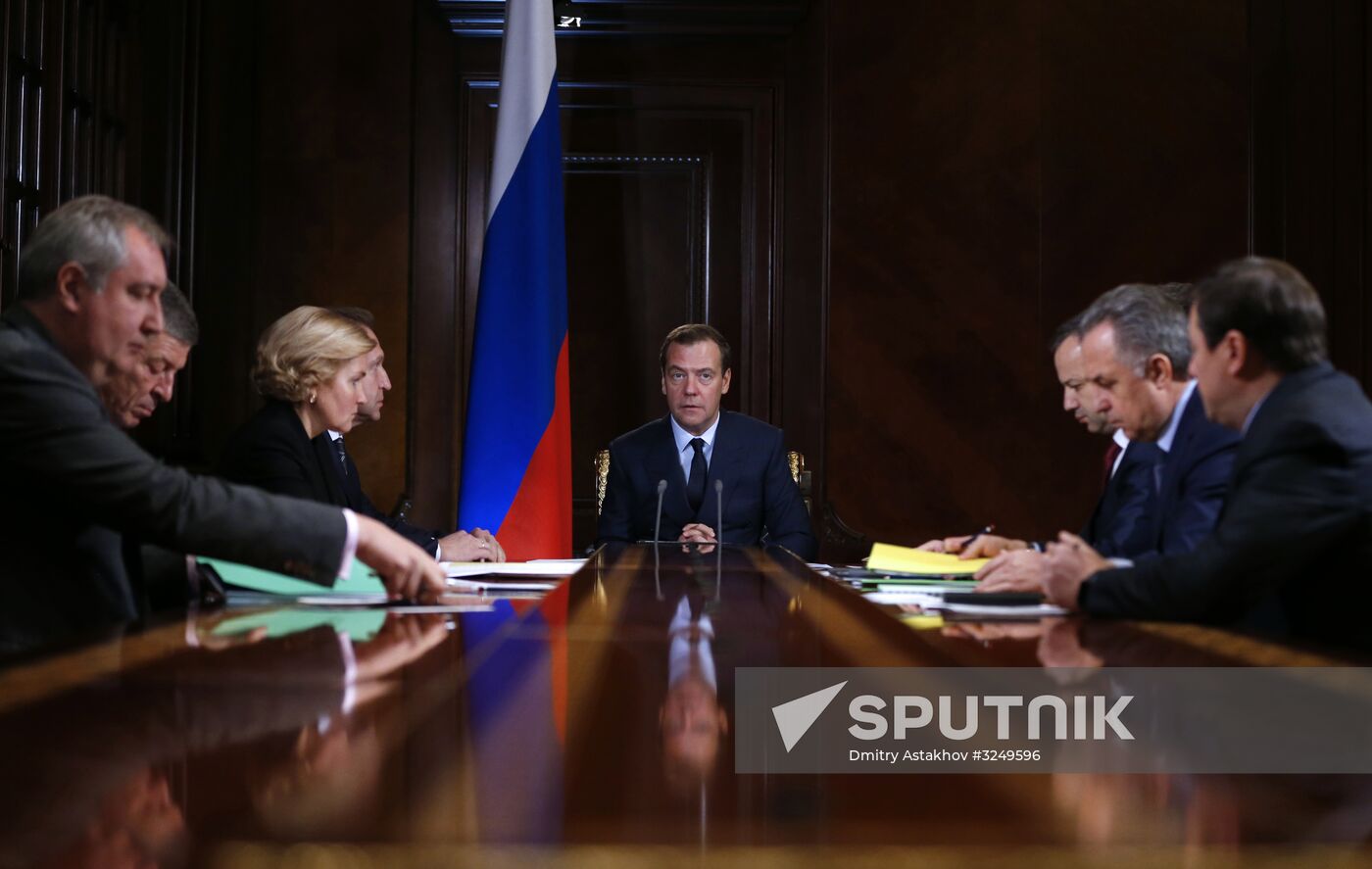 Russian Prime Minister Dmitry Medvedev chairs meeting with his deputies