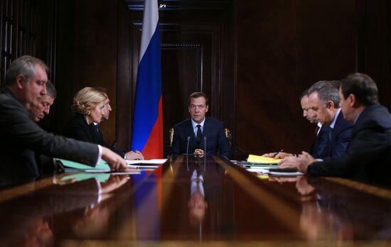 Russian Prime Minister Dmitry Medvedev chairs meeting with his deputies