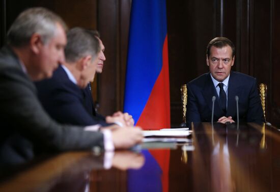 Russian Prime Minister Dmitry Medvedev chairs meeting with his deputies