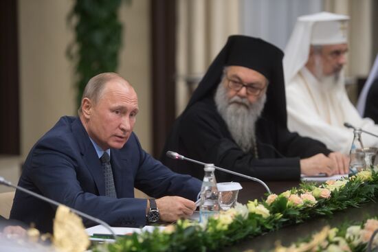President Vladimir Putin meets with heads of delegations of local Orthodox churches