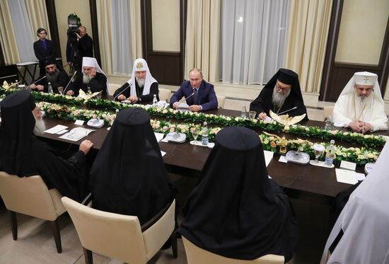 President Vladimir Putin meets with heads of delegations of local Orthodox churches