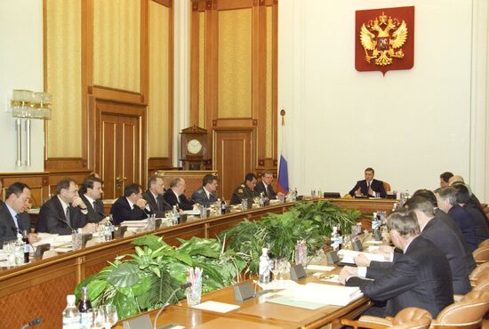 Russian Prime Minister Mikhail Kasyanov at Government meeting