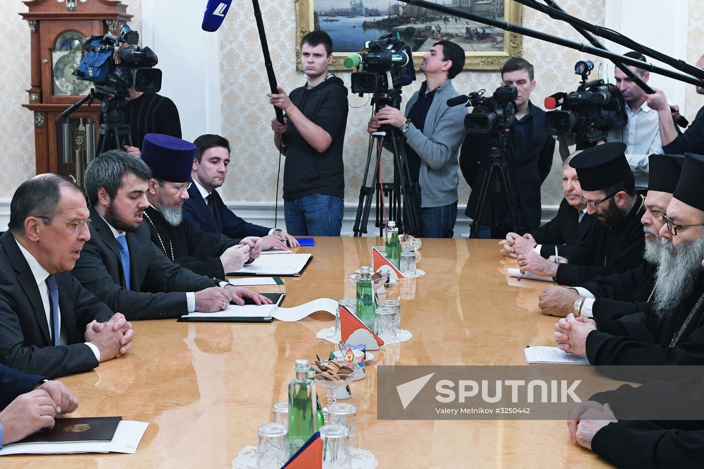 Russian Foreign Minister Sergei Lavrov meets with Patriarch John X of Antioch and All the East