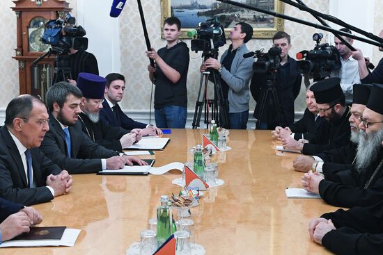 Russian Foreign Minister Sergei Lavrov meets with Patriarch John X of Antioch and All the East