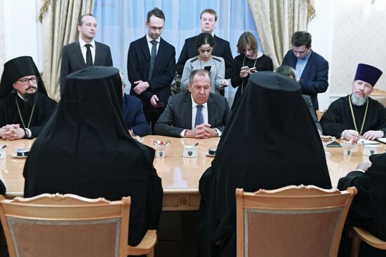 Russian Foreign Minister Sergei Lavrov meets with Patriarch John X of Antioch and All the East