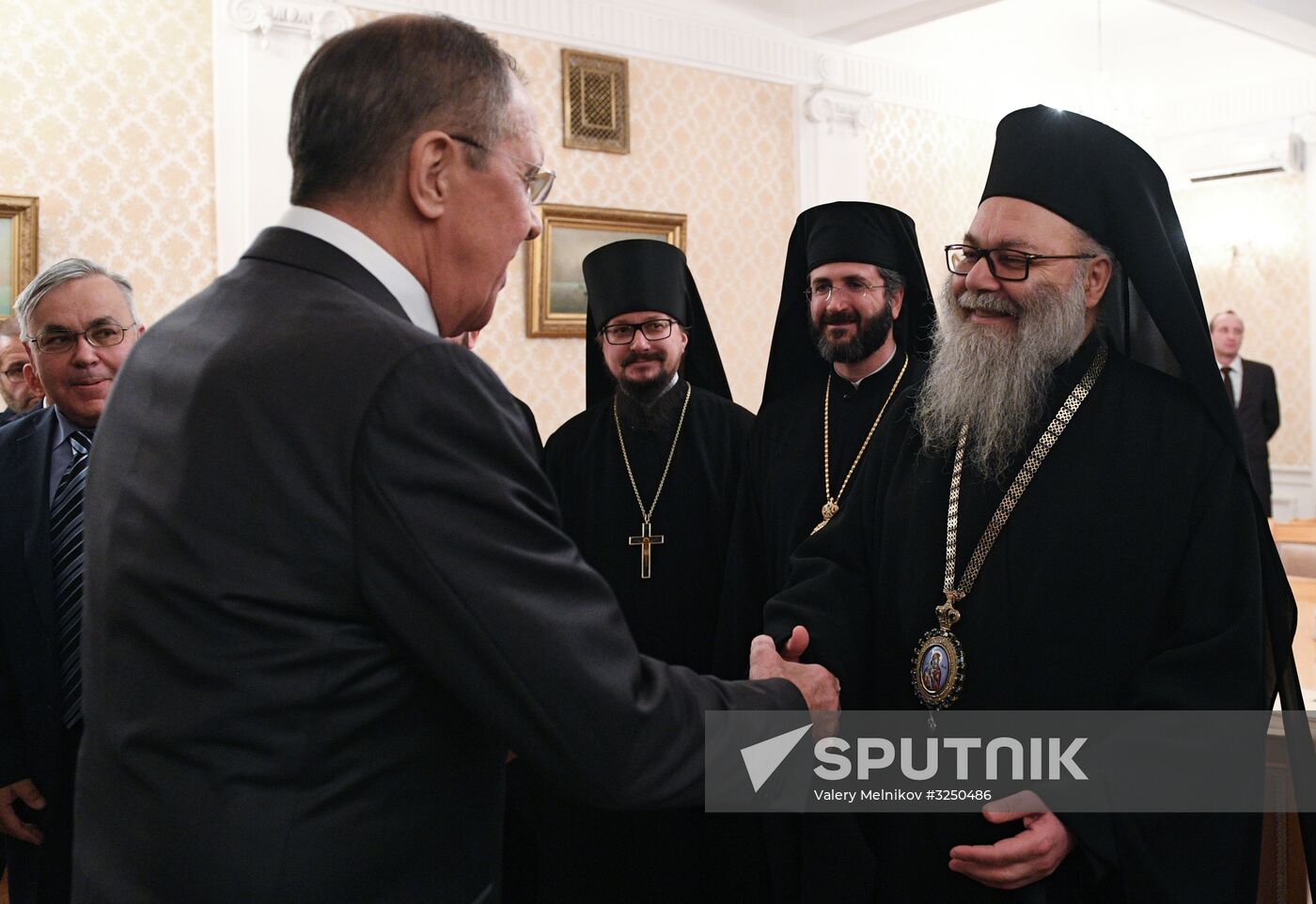 Russian Foreign Minister Sergei Lavrov meets with Patriarch John X of Antioch and All the East