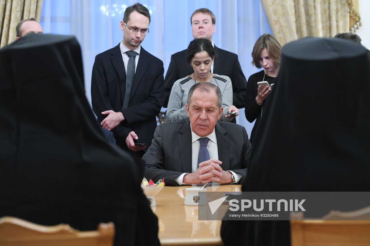 Russian Foreign Minister Sergei Lavrov meets with Patriarch John X of Antioch and All the East
