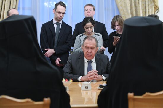 Russian Foreign Minister Sergei Lavrov meets with Patriarch John X of Antioch and All the East