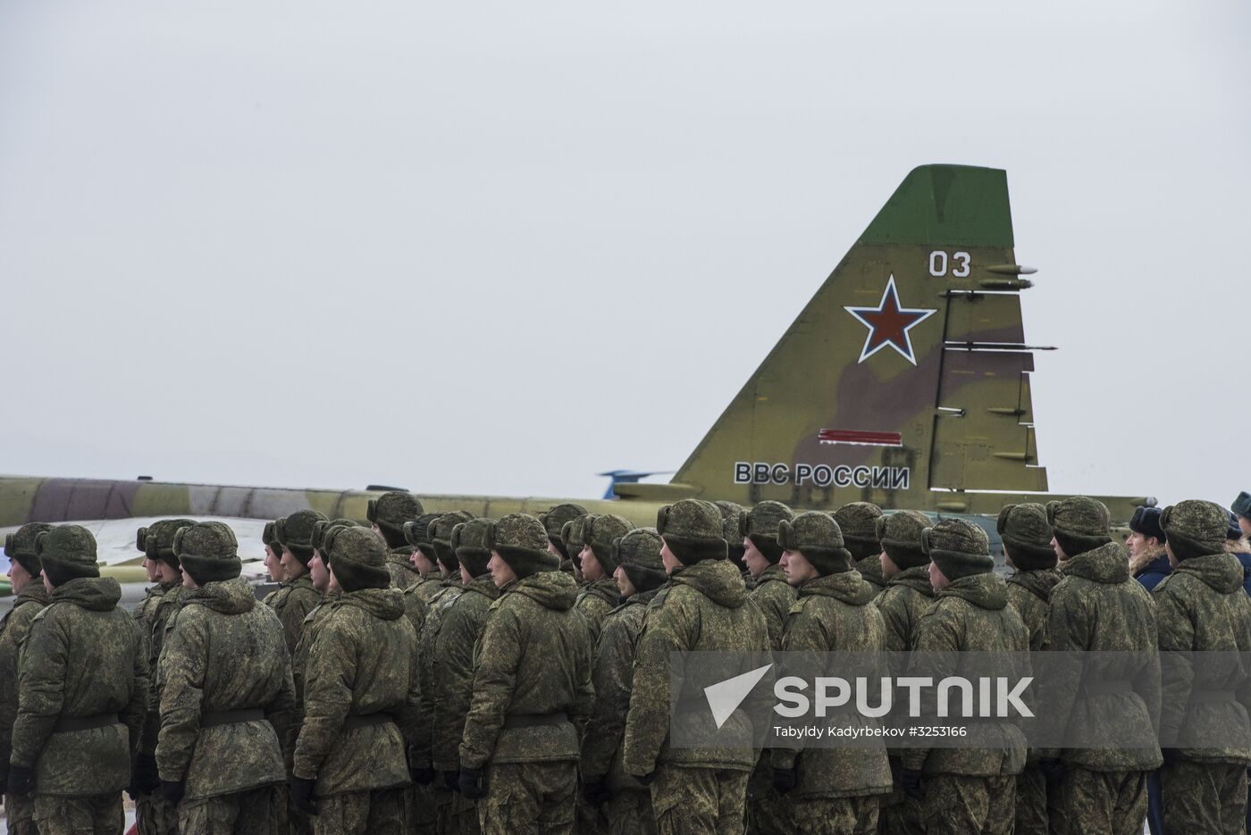 Sukhoi-25 jet at Russia's Kant air base in Kyrgyzstan named after Hero of Soviet Union pilot Taranchiev