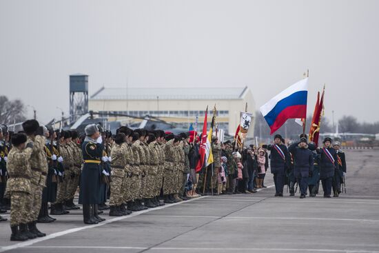 Sukhoi-25 jet at Russia's Kant air base in Kyrgyzstan named after Hero of Soviet Union pilot Taranchiev