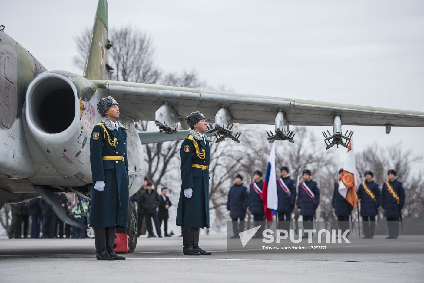 Sukhoi-25 jet at Russia's Kant air base in Kyrgyzstan named after Hero of Soviet Union pilot Taranchiev